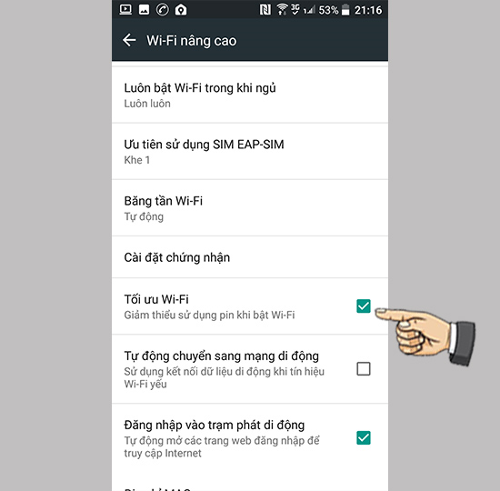 Chọn tối ưu Wifi